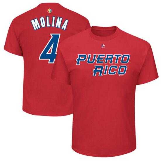 Puerto Rico Baseball 4 Yadier Molina Majestic 2017 World Baseball Classic Name & Number T-Shirt Red,We sell and wholesale Puerto Rico Baseball 4 Yadier Molina Majestic 2017 World Baseball Classic Name & Number T-Shirt Red on line form chian!